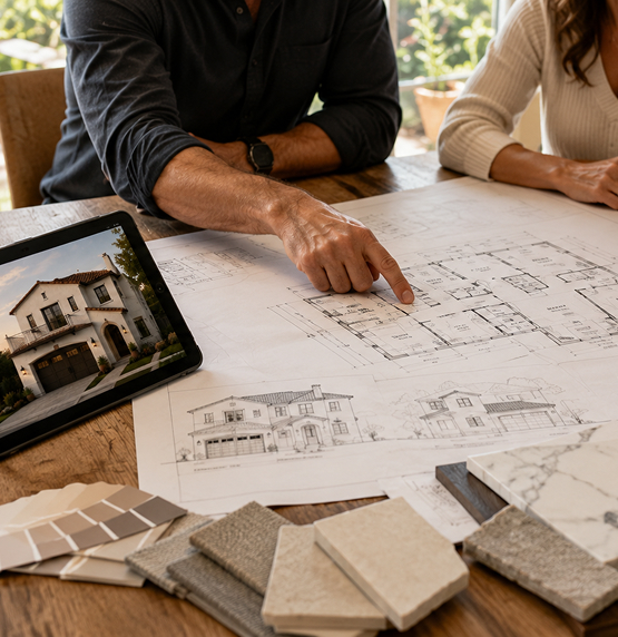 Photo of people working together at a desk